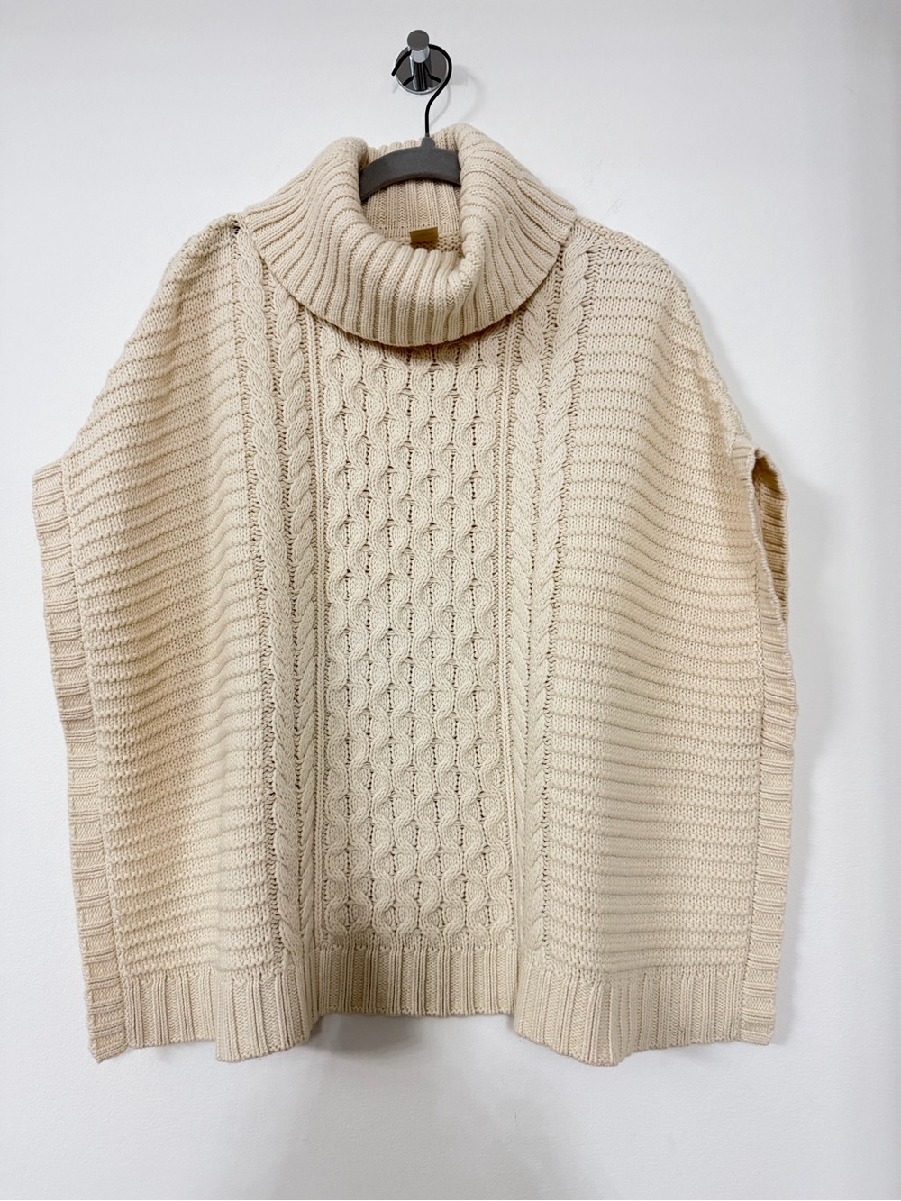 OshKosh B'gosh Cream Cable-Knit Turtleneck Poncho Sweater